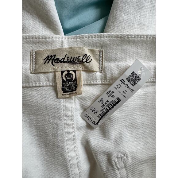 NWT Madewell Emmett Wide Leg Cropped Welt Pocket White Jeans Size 33 - Picture 11 of 12